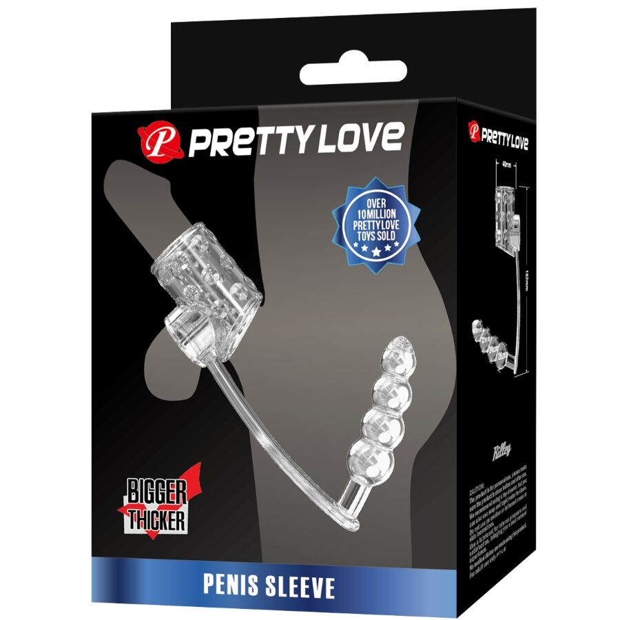 PRETTY LOVE - FUNDA PARA PENE CON PLUG ANAL TRANSPARENTE