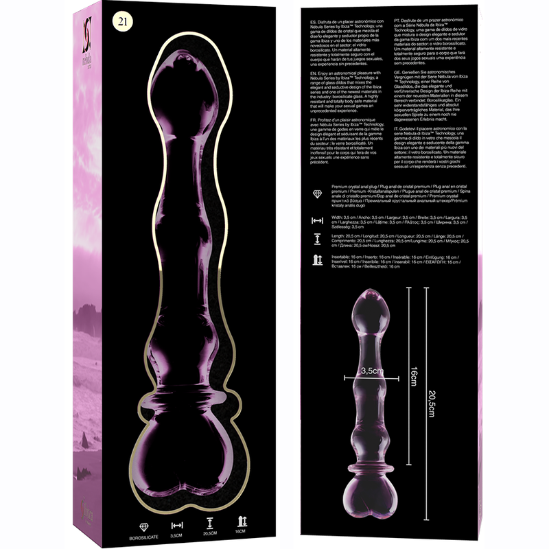 NEBULA SERIES BY IBIZA - MODELO 21 DILDO CRISTAL TRANSPARENTE 20.5 CM -O- 3.5 CM