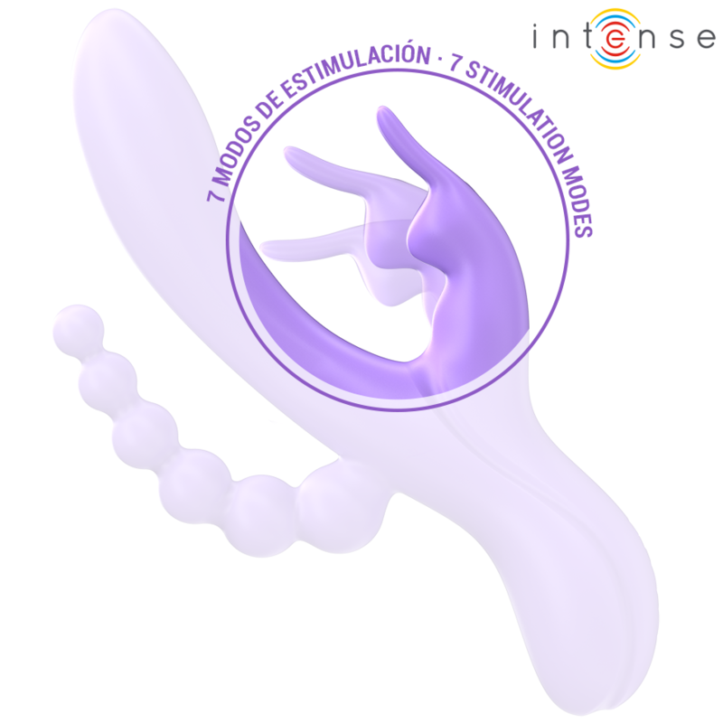INTENSE - MIKO TRIPLE VIBRADOR RABBIT &#38; ESTIMULADOR &#38; ANAL 7 VIBRACIONES MORADO