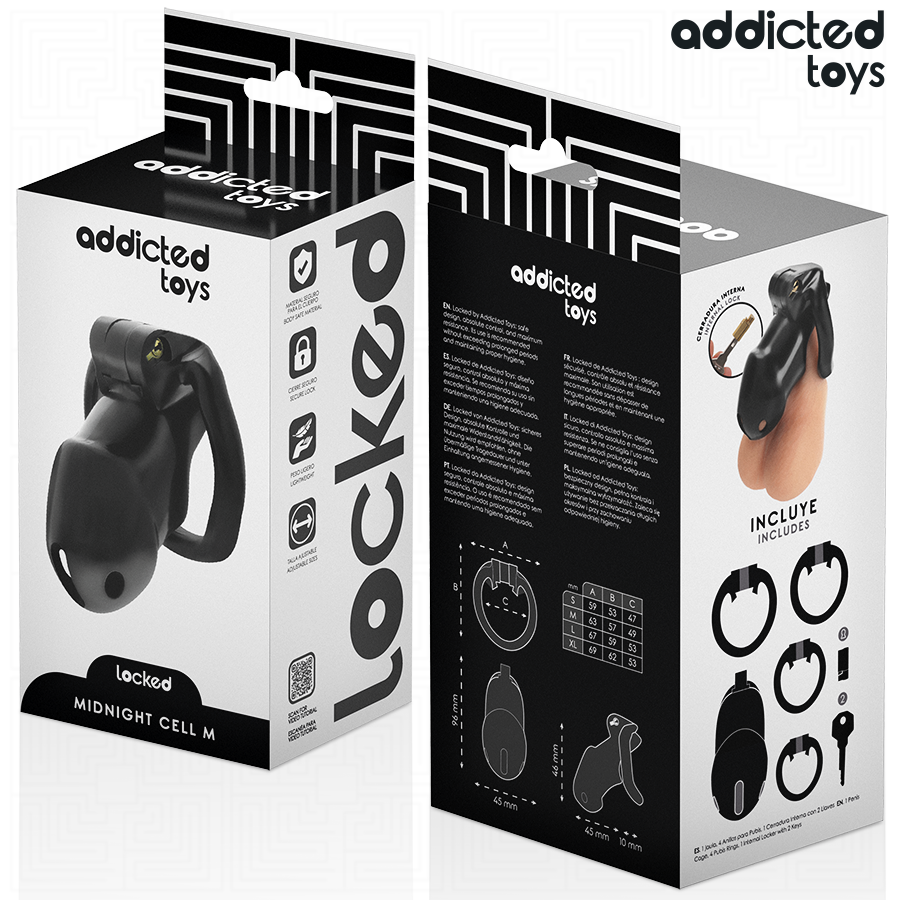ADDICTED TOYS LOCKED - MINDNIGHT CELL JAULA PARA PENE TALLA M