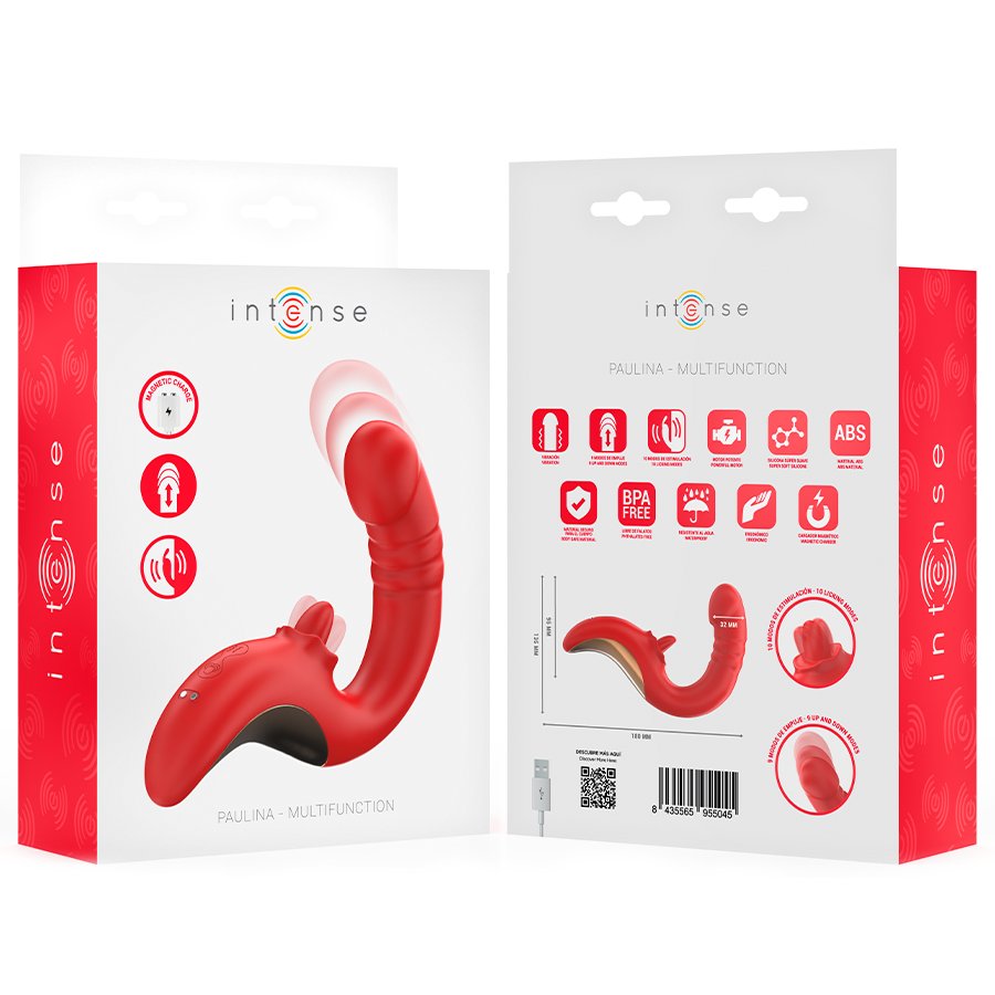 INTENSE - PAULINA VIBRADOR & ESTIMULADOR EN FORMA DE U ROJO