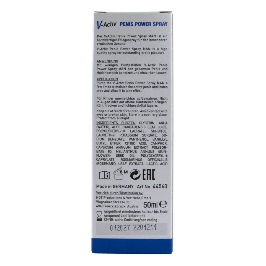 HOT - V-ACTIV PENIS POWER SPRAY PARA HOMBRE 50 ML