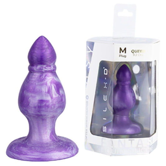 SILEXD - QUEEN PLUG ANAL FANTASY SILICONA LIQUIDA TERMOREACTIVO LILA 9.2 CM