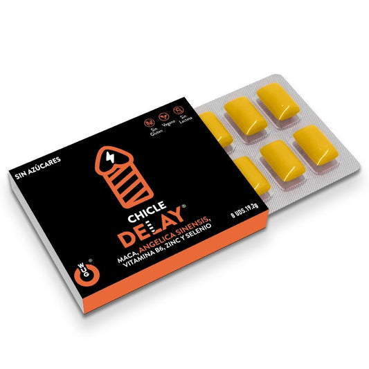 WUG DELAY – 1 x 8 UDS | Chicle funcional con Zinc, Selenio y Vitamina B6 para mayor control y resistencia en los momentos íntimos