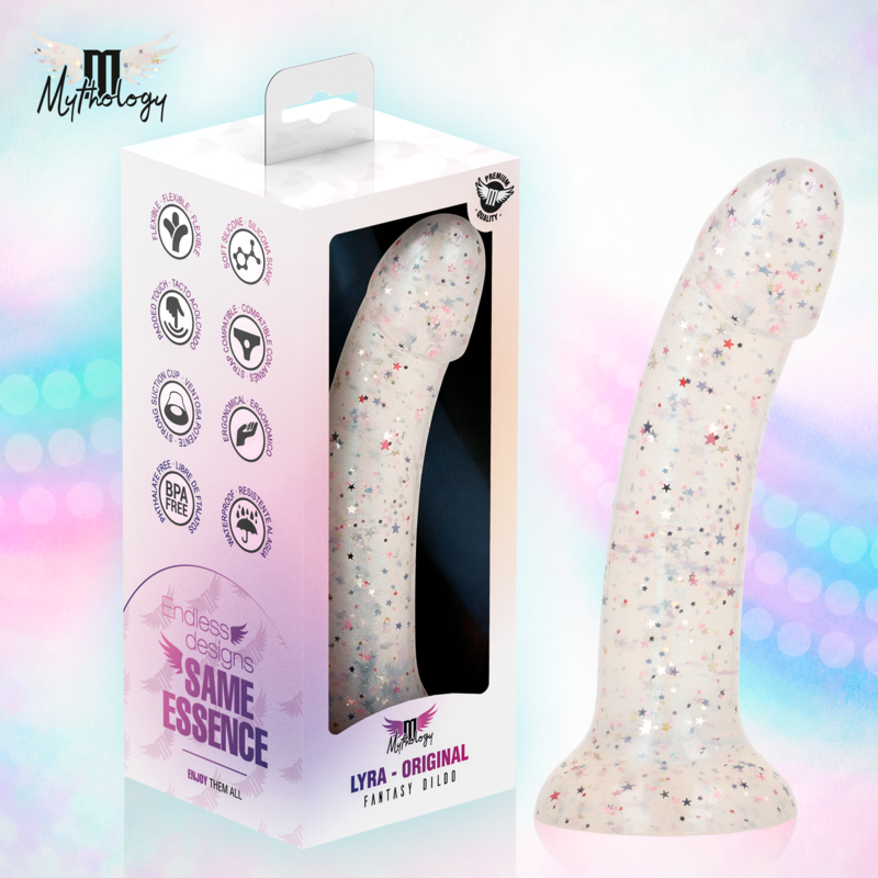 MYTHOLOGY - LYRA 1 DILDO DE SILICONA CON VENTOSA 19 CM -Ø- 3,3 CM FUCSIA CONFETI