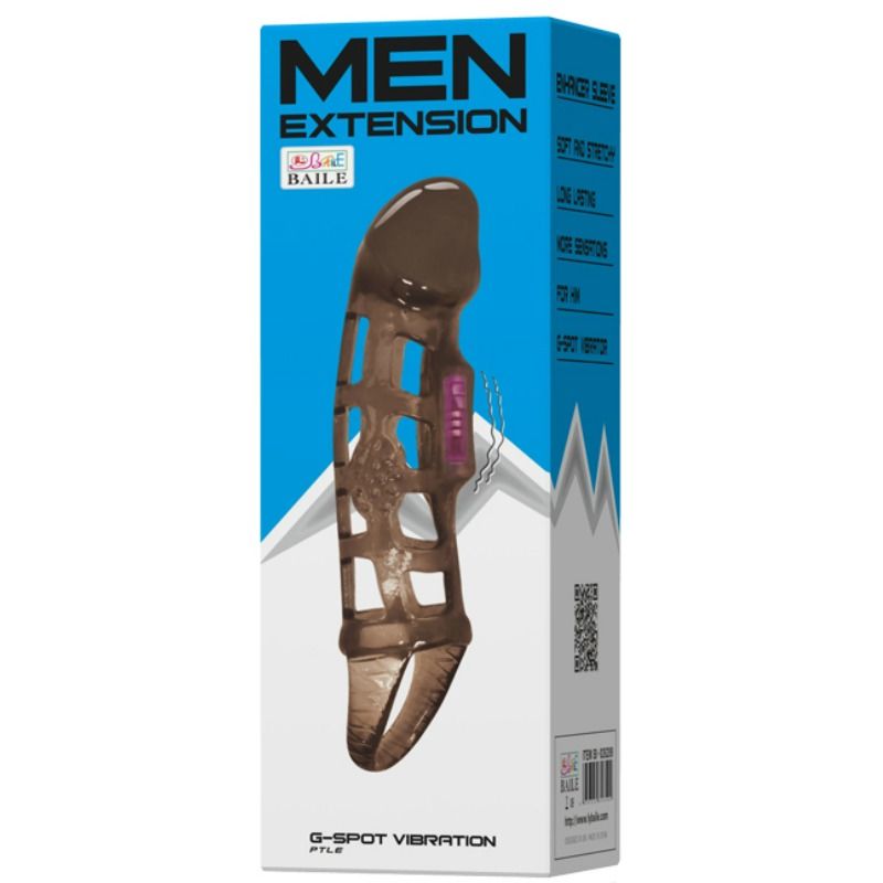 BAILE - FUNDA EXTENSORA PENE CON VIBRACIÓN Y STRAP 13.5 CM