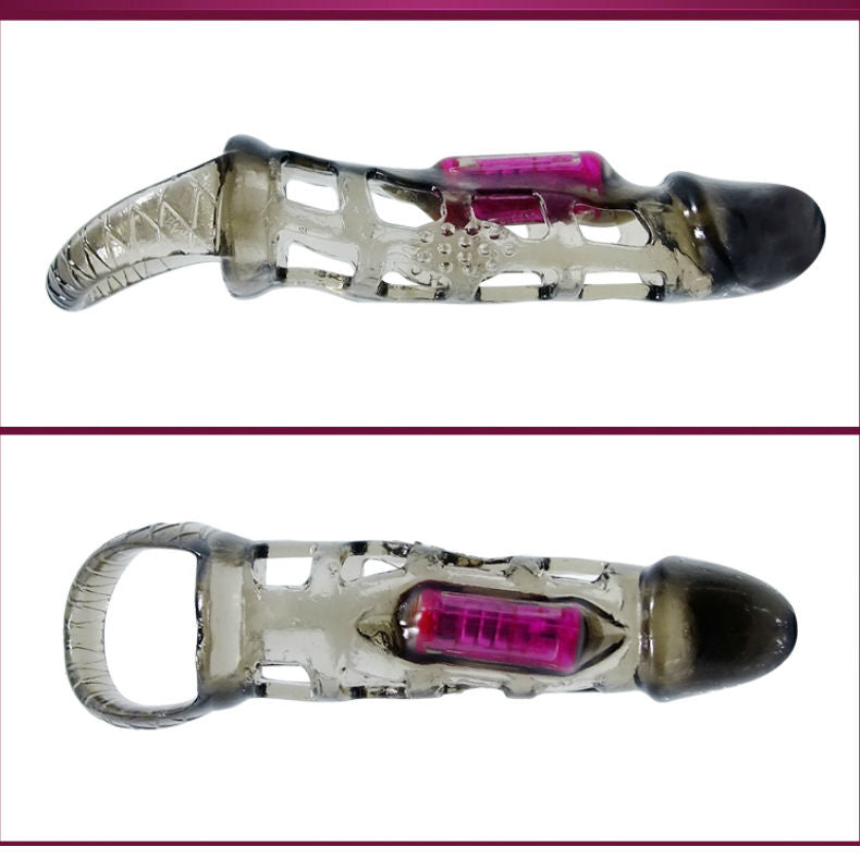 BAILE - FUNDA EXTENSORA PENE CON VIBRACIÓN Y STRAP 13.5 CM