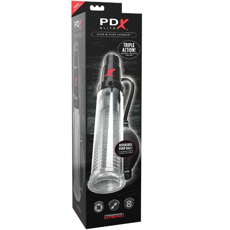 PDX ELITE - BOMBA DE SUCCIÓN MASTURBADORA CON VIBRACIÓN SUCK N PUMP STROKER