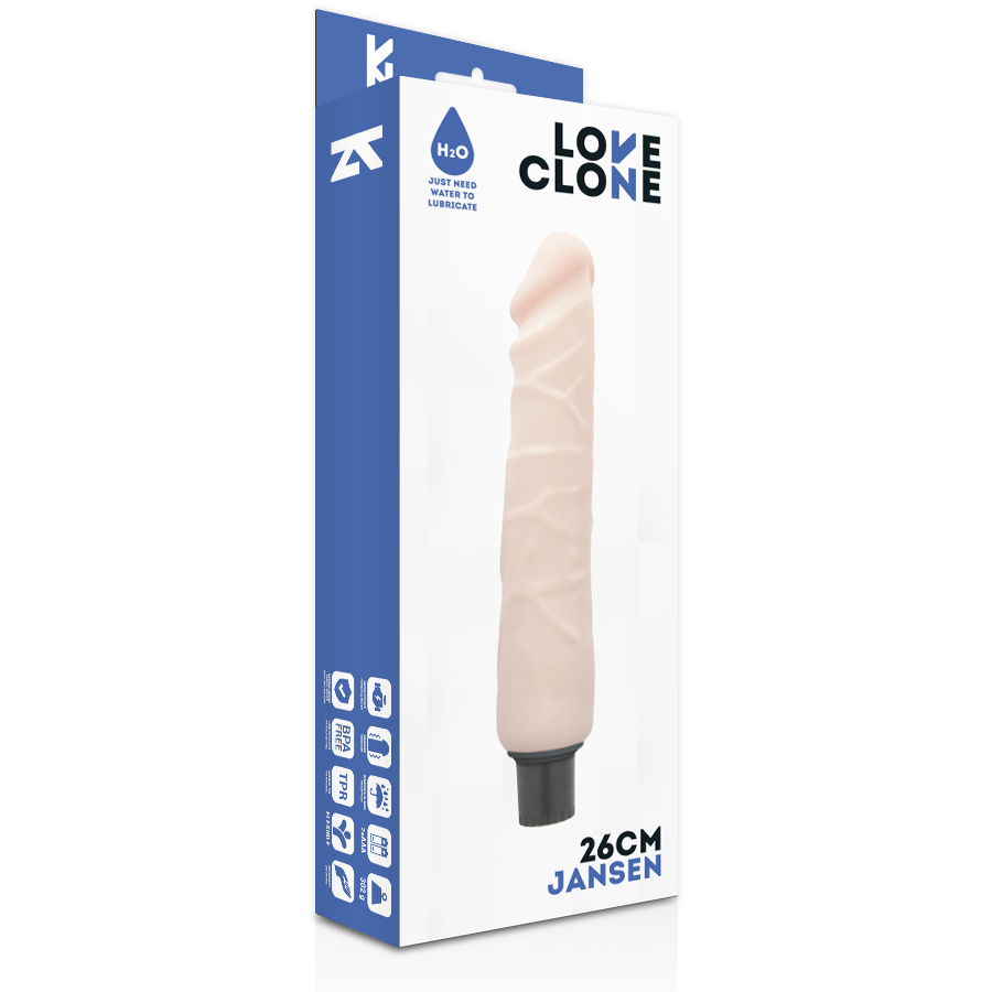 LOVECLONE - JANSEN VIBRADOR REALISTICO  SELF LUBRICATION 26 CM -O- 4.2 CM