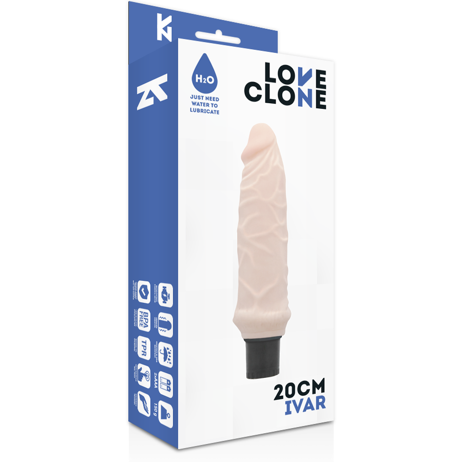 LOVECLONE - IVAR VIBRADOR REALISTICO  SELF LUBRICATION 20 CM -O- 3.7 CM
